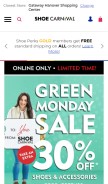 How shoecarnival.com looks like on a mobile device such as an iPhone.