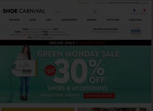 How shoecarnival.com looks like on a tablet such as an iPad.