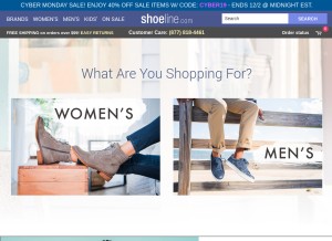 How shoeline.com looks like on a tablet such as an iPad.