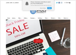 How shoesuniversity.com looks like on a tablet such as an iPad.
