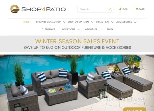 How shop4patio.com looks like on a tablet such as an iPad.