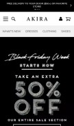 How shopakira.com looks like on a mobile device such as an iPhone.