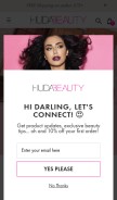 How shophudabeauty.com looks like on a mobile device such as an iPhone.