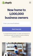 How shopify.com looks like on a mobile device such as an iPhone.