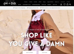How shoplikeyougiveadamn.com looks like on a tablet such as an iPad.