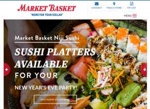 How shopmarketbasket.com looks like on a tablet such as an iPad.