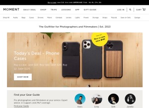 How shopmoment.com looks like on a tablet such as an iPad.