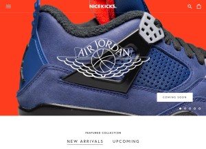 How shopnicekicks.com looks like on a tablet such as an iPad.