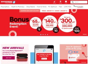 How shoppersdrugmart.ca looks like on a tablet such as an iPad.