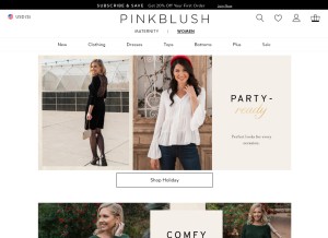 How shoppinkblush.com looks like on a tablet such as an iPad.