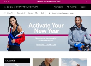 How shoppremiumoutlets.com looks like on a tablet such as an iPad.