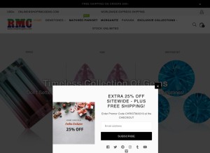 How shoprmcgems.com looks like on a tablet such as an iPad.