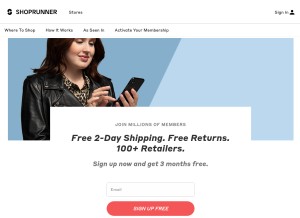 How shoprunner.com looks like on a tablet such as an iPad.
