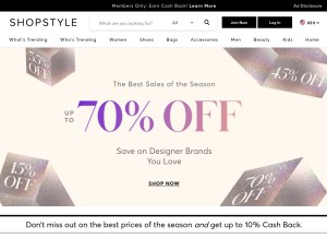 How shopstyle.fr looks like on a tablet such as an iPad.