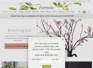 How shopterrain.com looks like on a tablet such as an iPad.