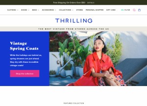 How shopthrilling.com looks like on a tablet such as an iPad.