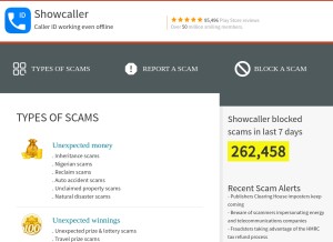 How show-caller.com looks like on a tablet such as an iPad.