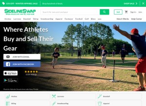 How sidelineswap.com looks like on a tablet such as an iPad.