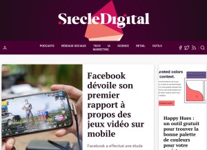 How siecledigital.fr looks like on a tablet such as an iPad.