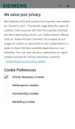 How siemens.com looks like on a mobile device such as an iPhone.