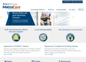 How sigmacare.com looks like on a tablet such as an iPad.