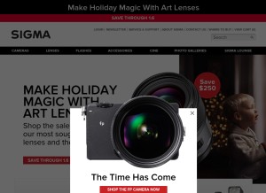 How sigmaphoto.com looks like on a tablet such as an iPad.