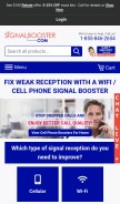 How signalbooster.com looks like on a mobile device such as an iPhone.