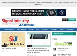 How signalintegrityjournal.com looks like on a tablet such as an iPad.