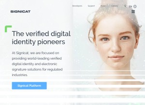 How signicat.com looks like on a tablet such as an iPad.