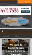 How signs101.com looks like on a mobile device such as an iPhone.