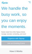 How signup.com looks like on a mobile device such as an iPhone.