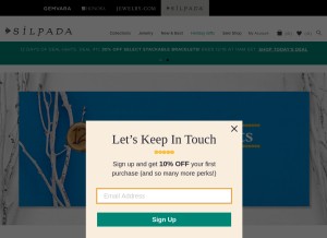 How silpada.com looks like on a tablet such as an iPad.