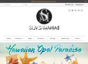 How silvermania925.com looks like on a tablet such as an iPad.