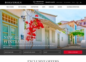 How silversea.com looks like on a tablet such as an iPad.