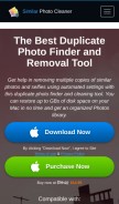 How similarphotocleaner.com looks like on a mobile device such as an iPhone.