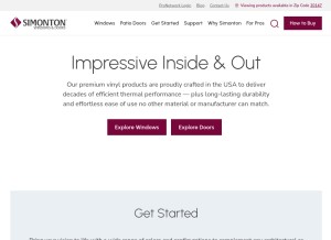How simonton.com looks like on a tablet such as an iPad.