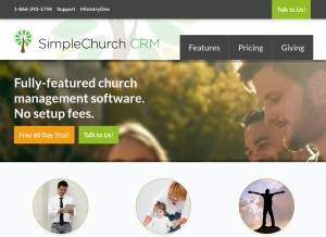 How simplechurchcrm.com looks like on a tablet such as an iPad.