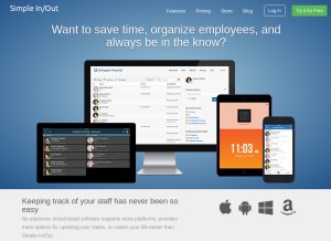 How simpleinout.com looks like on a tablet such as an iPad.