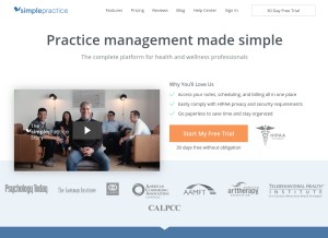 How simplepractice.com looks like on a tablet such as an iPad.