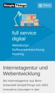 How simplethings.de looks like on a mobile device such as an iPhone.