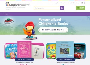 How simplypersonalized.com looks like on a tablet such as an iPad.