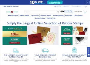 How simplystamps.com looks like on a tablet such as an iPad.