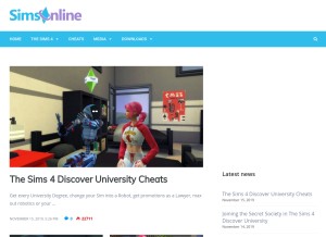 How sims-online.com looks like on a tablet such as an iPad.