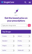 How singlecare.com looks like on a mobile device such as an iPhone.