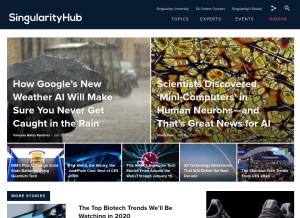 How singularityhub.com looks like on a tablet such as an iPad.