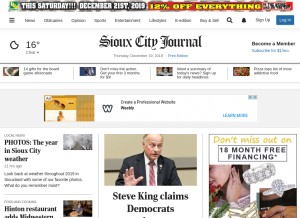 How siouxcityjournal.com looks like on a tablet such as an iPad.