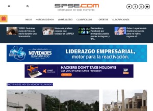 How sipse.com looks like on a tablet such as an iPad.
