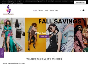 How sirjohnsfashions.com looks like on a tablet such as an iPad.