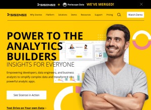 How sisense.com looks like on a tablet such as an iPad.