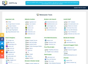 How sitefix.org looks like on a tablet such as an iPad.